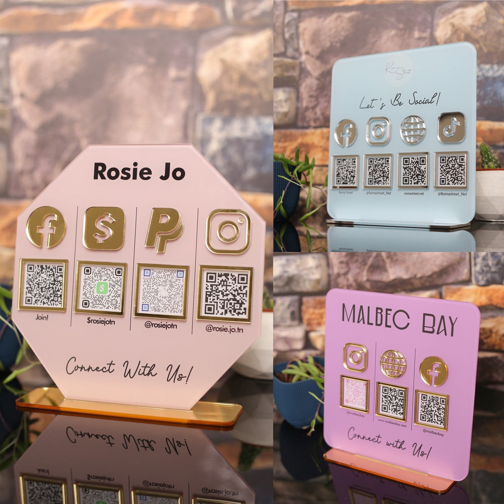 Custom multi QR acrylic signs by AcrylArtistry