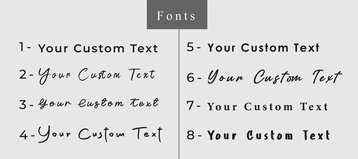 Eight font styles for the award title and the recipient name